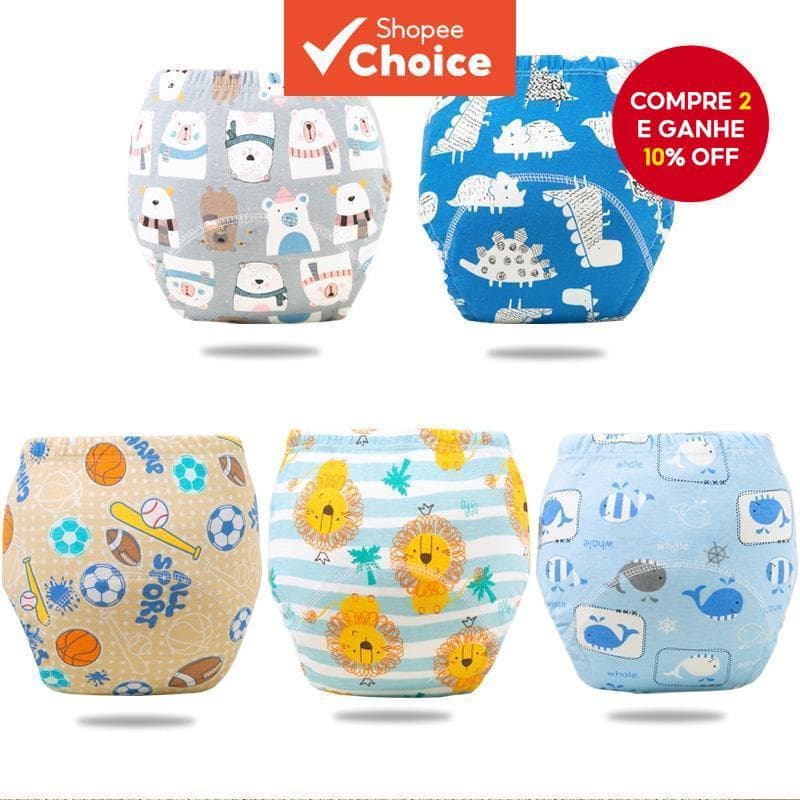 Conjunto de calças para bebês 5pcs/3pcs, em algodão puro, impermeável, lavável, com bolsos para fraldas, unissex.