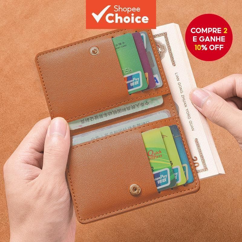 Carteira Pequena De Couro Cor Sólida PU Para Mulheres Simples Com Botões Hasp Bolsa Ultra Fina Cartões De Crédito