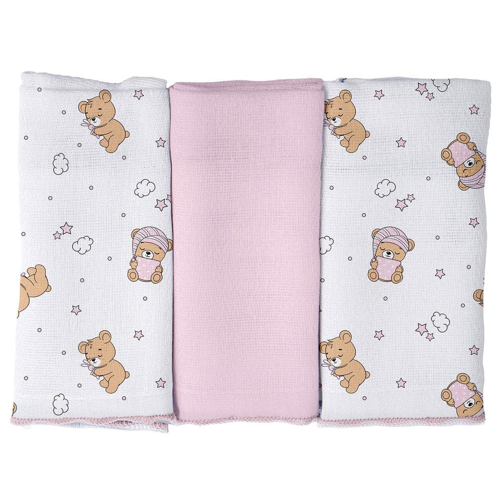 Pano de Boca para Bebê 3 unidades Pixuxu 34cm x 34cm