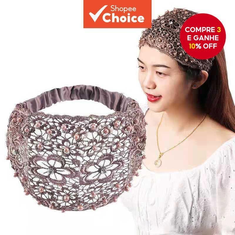 Gancho De Verão Coreano Fita Cabelo Com Renda De Pérola Oca Fina Larga Acessórios Lenço