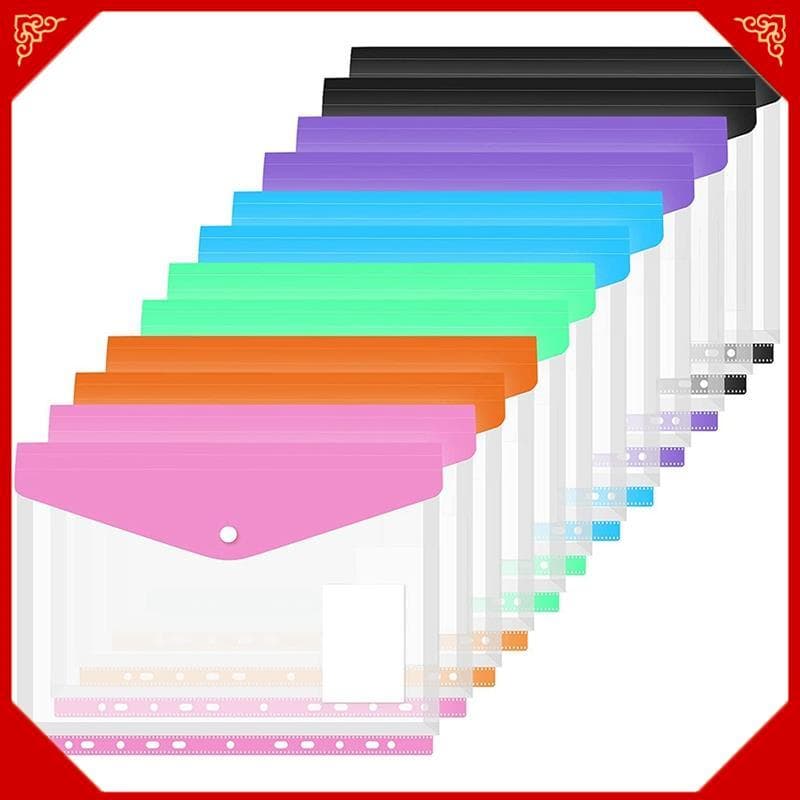 12 Pacotes De Bolso Para Fichário , 11 Furos , Pastas Expansíveis 2/3/4 , Pasta De Anel , Envelope De Plástico , Bolsa D