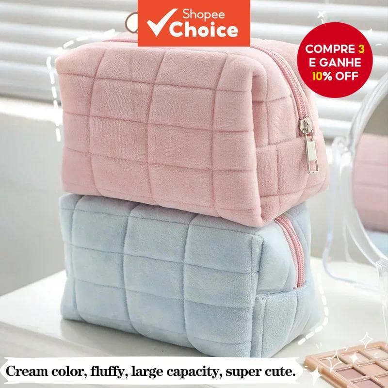 Estojo De Lápis Kawaii Em Formato De Travesseiro Bolsa De Cosméticos De Grande Capacidade Fofa De Volta Às Aulas Para Me