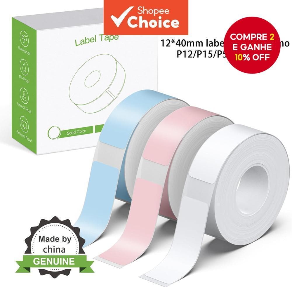 1 Roll Adesivo Térmico 12x40/14x30 Para Impressora Papel De Etiqueta Transparente P11/P12/P15