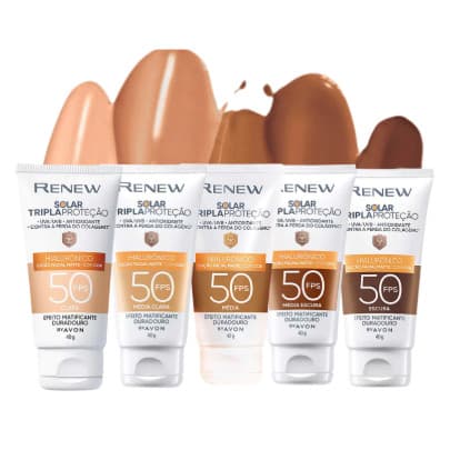 Kit 2 Renew Protetor Solar Facial Fps 50 Com Cor-Vários
