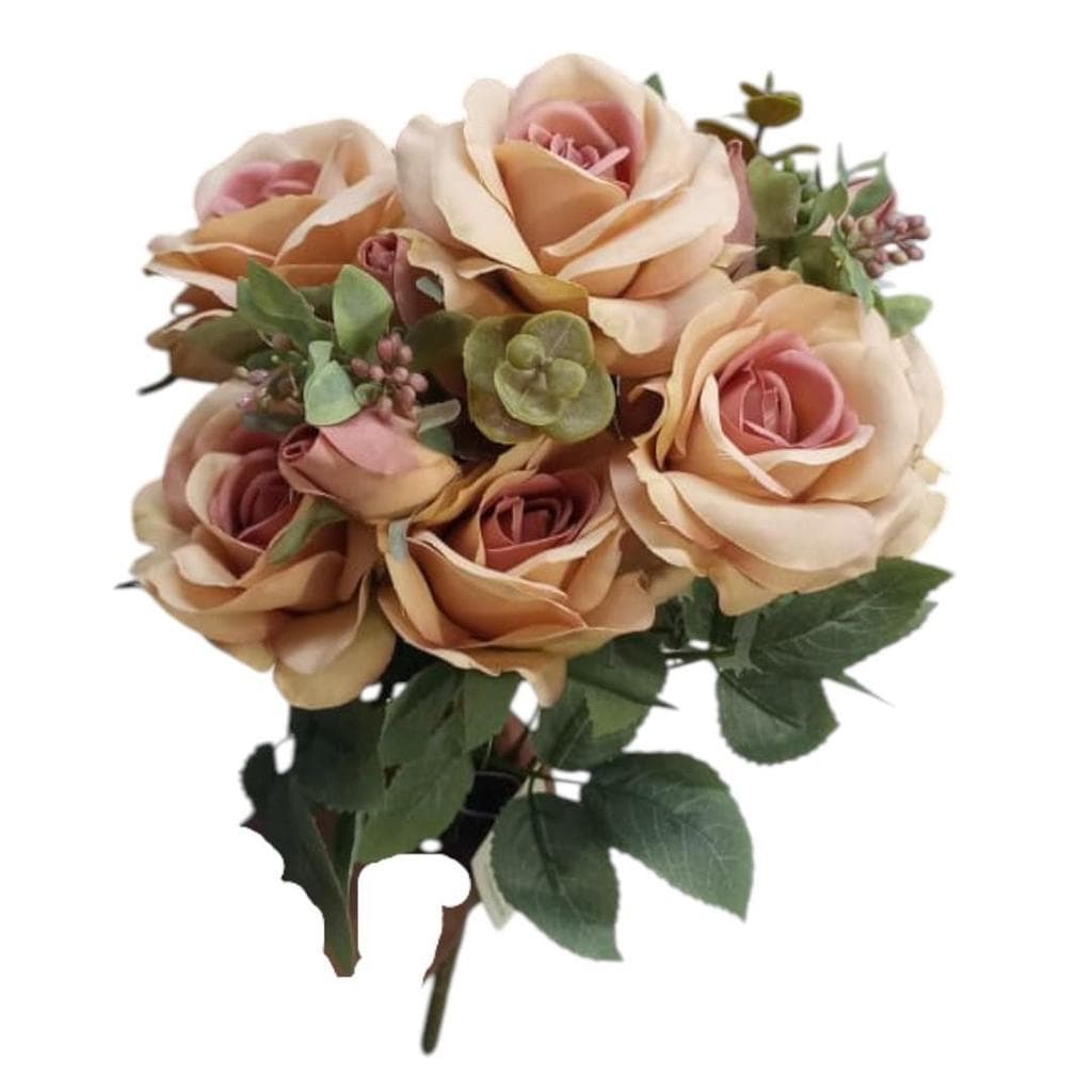 Buquê de Rosas Artificial com 44cm Plantas e Flores Artificiais