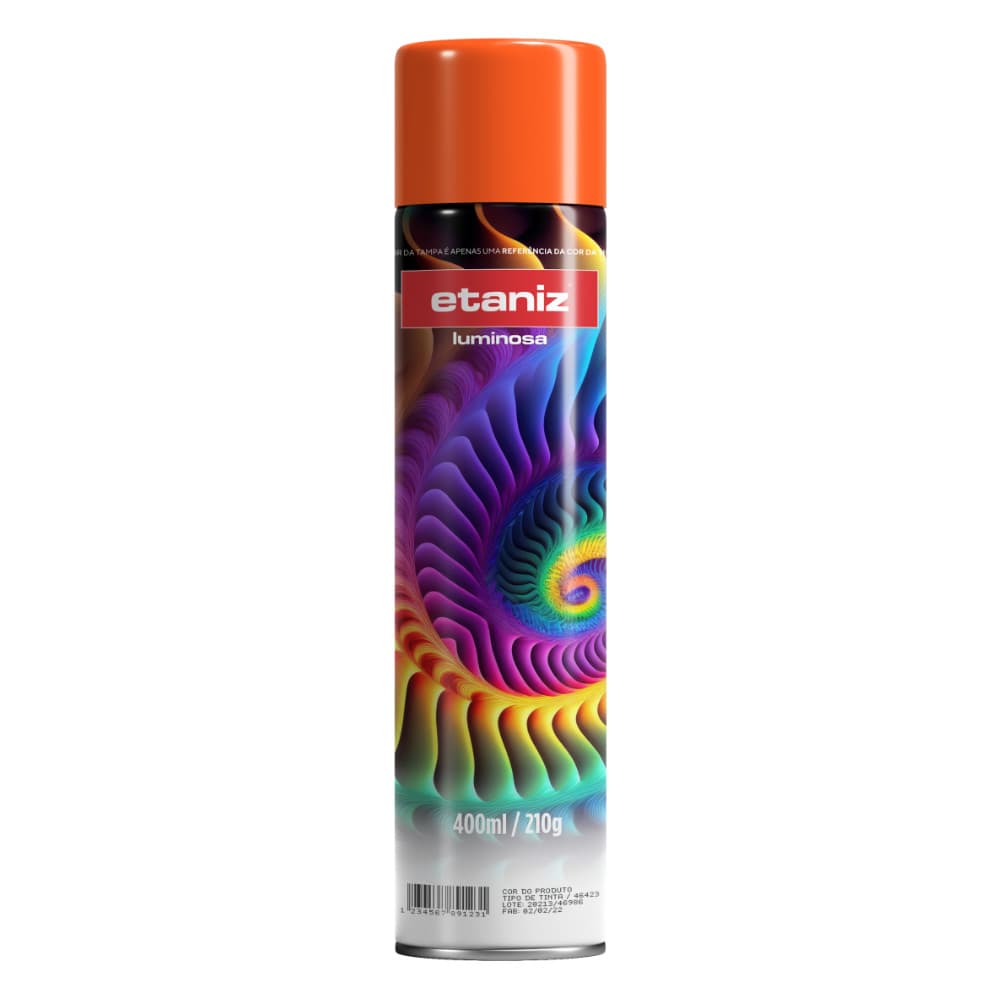 Tinta Spray Luminosa Laranja 400ml secagem rápida - Etaniz