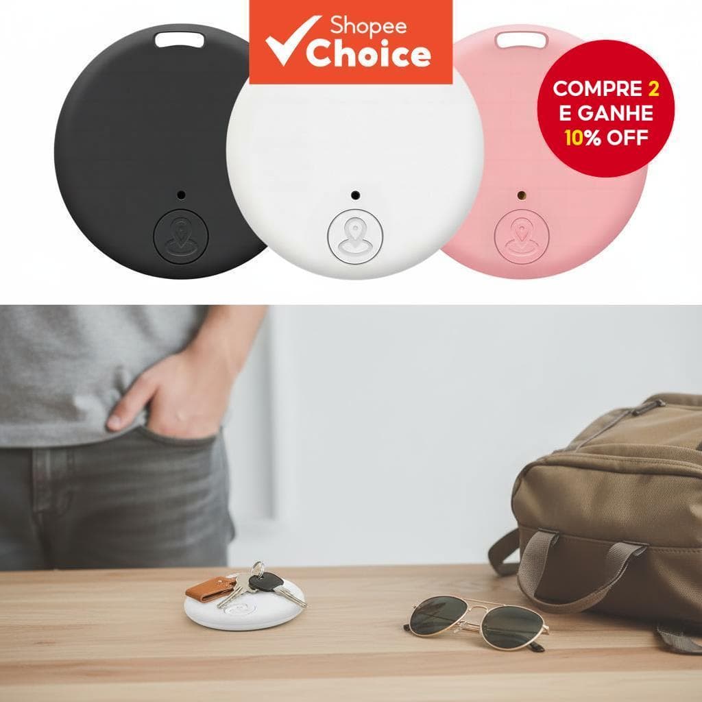  Rastreador Bluetooth Portátil para Animais, Chaves, Carros Compatível com iOS/Android e Alerta de Localização APP até