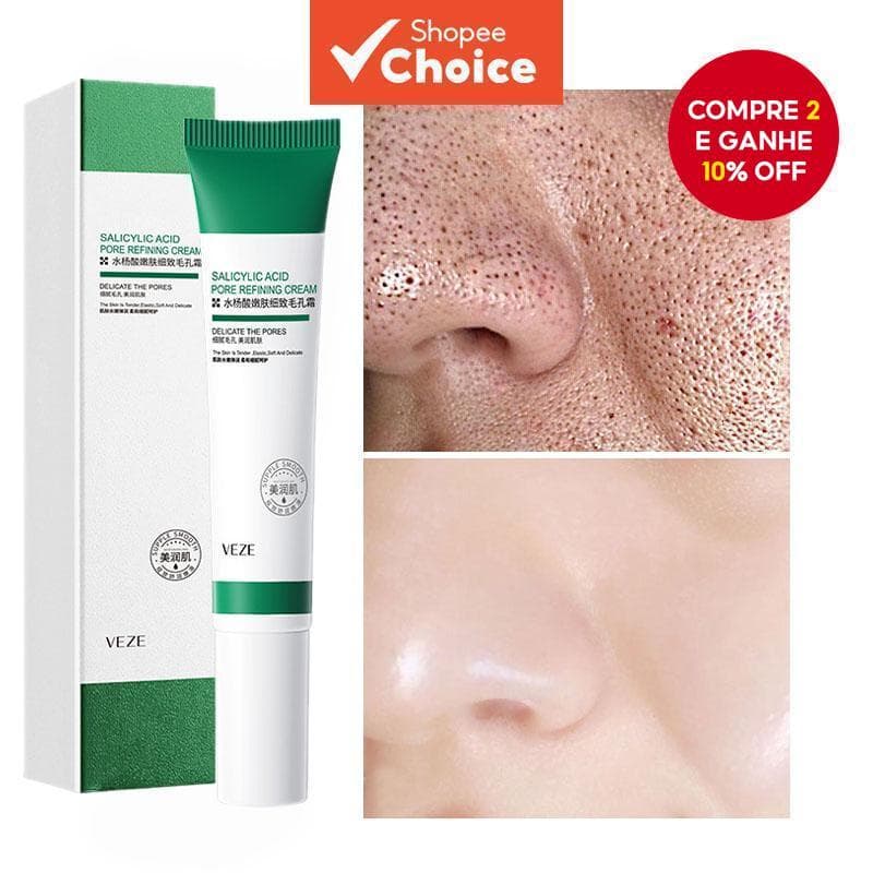 Creme Redutor de Poros com Ácido Salicílico Controle de Oleosidade Hidratação Melhora Pele Acneica 20g