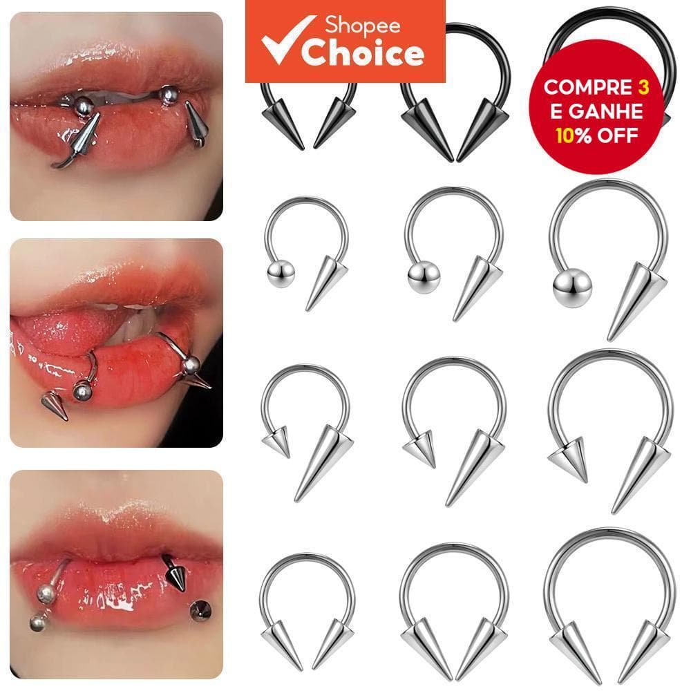 1 PC 16G 8/10/12mm Cone Septum Piercing Nariz De Ferradura De Aço Inoxidável Anéis Labret Lip Rings Helix Brinco