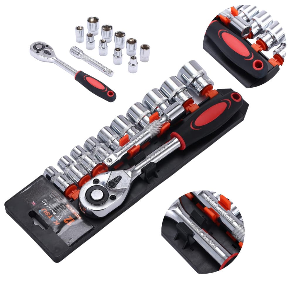 Conjunto Chave Catraca 1/4 Pol. | Kit Soquetes Hexagonais 12 Peças para Reparo e Manutenção