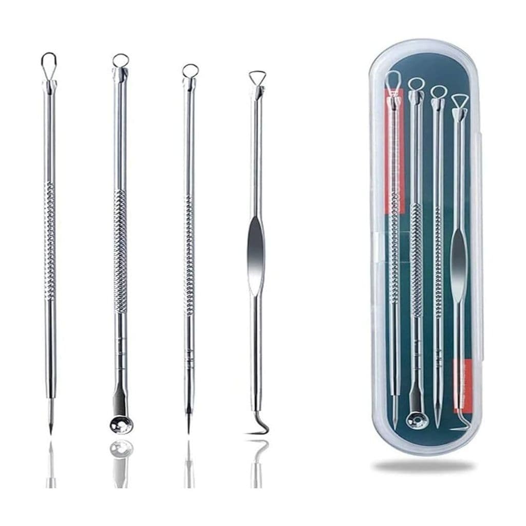 Extrator de Cravos Profissional 4 Ferramentas Aço Inox Facial - Espinha, Acne Removedor