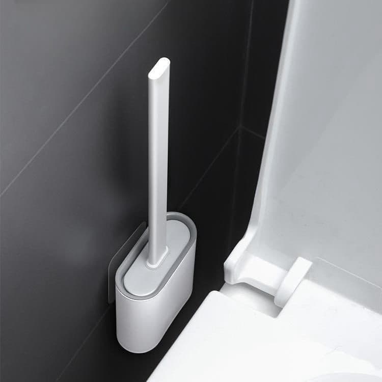 Escova Sanitária De Silicone Para Limpar Privada Banheiro Vaso Sanitário Com Suporte e Adesivo Para Parede