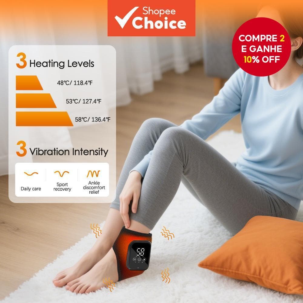 Novo Massageador Elétrico para Pés com Aquecimento e Vibração para Alívio da Dor no Tornozelo, Terapia e Relaxamento.