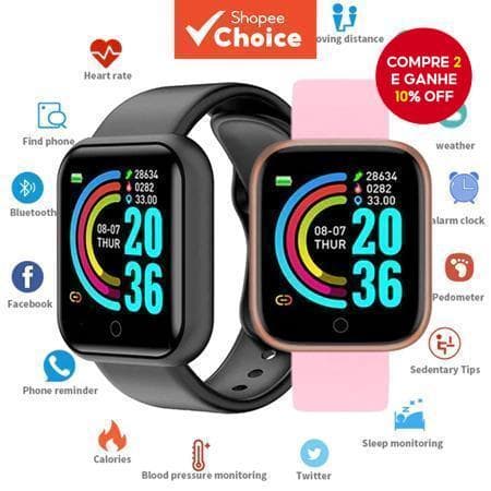 Novo Smartwatch Relógio Inteligente Y68 D20 Com Monitor De Fitness Masculino Feminino Pressão Arterial