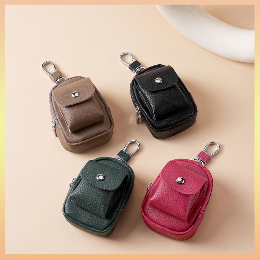Mini Bolsa Macia Para Chaves , Elegante , Couro Pu , Porta-Compacto , Portátil , De Moedas , Chaveiro Atividades Ao Ar L