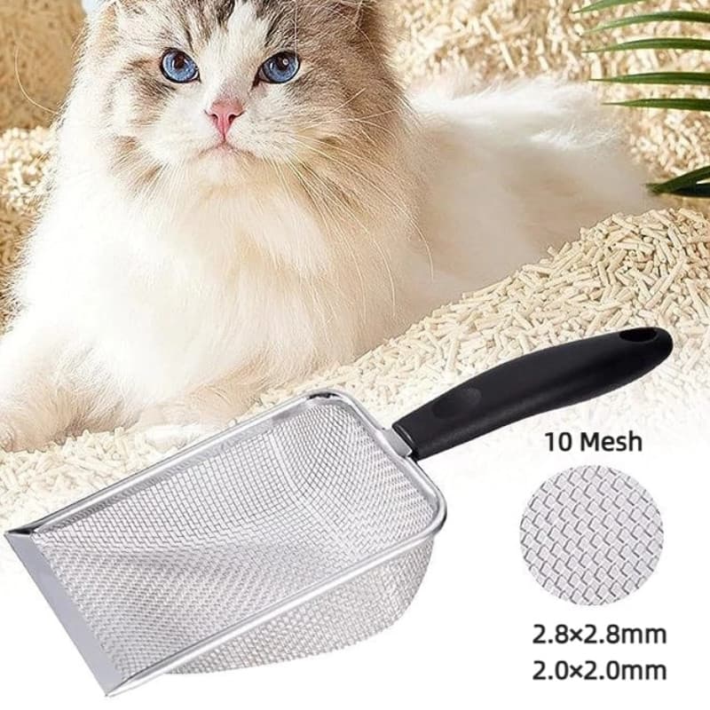 Pá Higiênica De Areia para Gatos Peneira Coletora Aço Inox