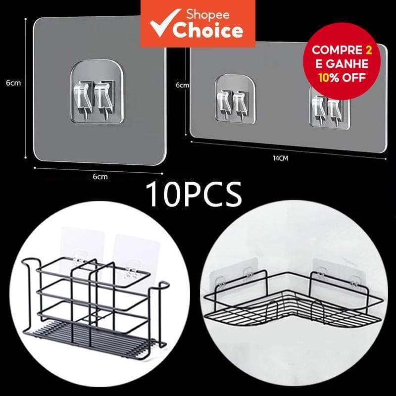 10 Peças Ganchos De Suspensão Transparentes Autoadesivos Fortes Para Utensílios De Cozinha E Banheiro