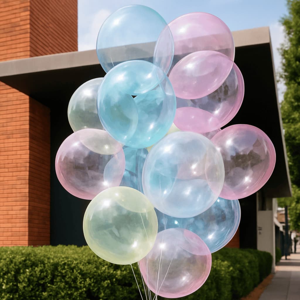 Kit Balão Bubble Bobo Transparente Colorido 24" (60cm) – Decoração de Festa- Pronto Entrega