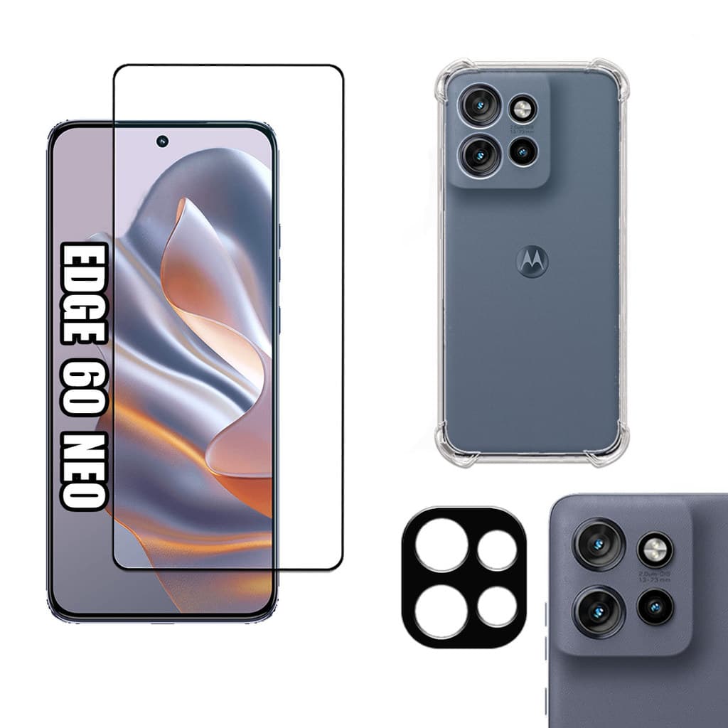 KIT Para Motorola Edge 60 Neo  - Película de Vidro 3D - Capa - Câmera