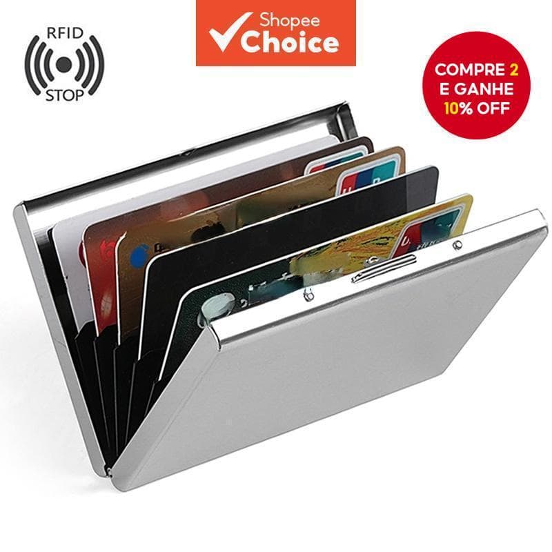 Porta-Cartões Antimagnético De Alumínio Com Bloqueio RFID , Mulheres , Homens , Metal , Cartão De Crédito , De Visita