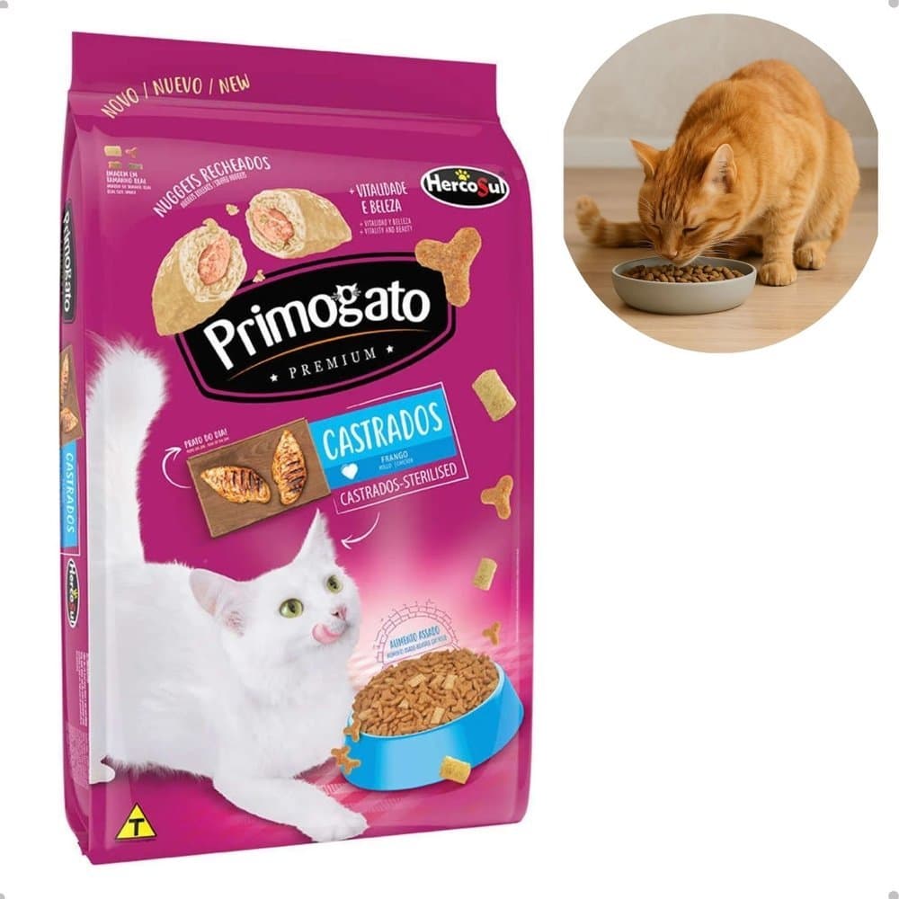 Ração Seca  Primogato Premium para Gatos Adultos Castrados 10,1kg