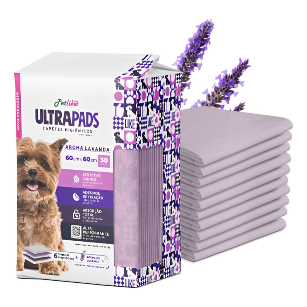 Tapete Higiênico Para Cães Ultra Pads Lavanda 60x60 30 Un Petlike