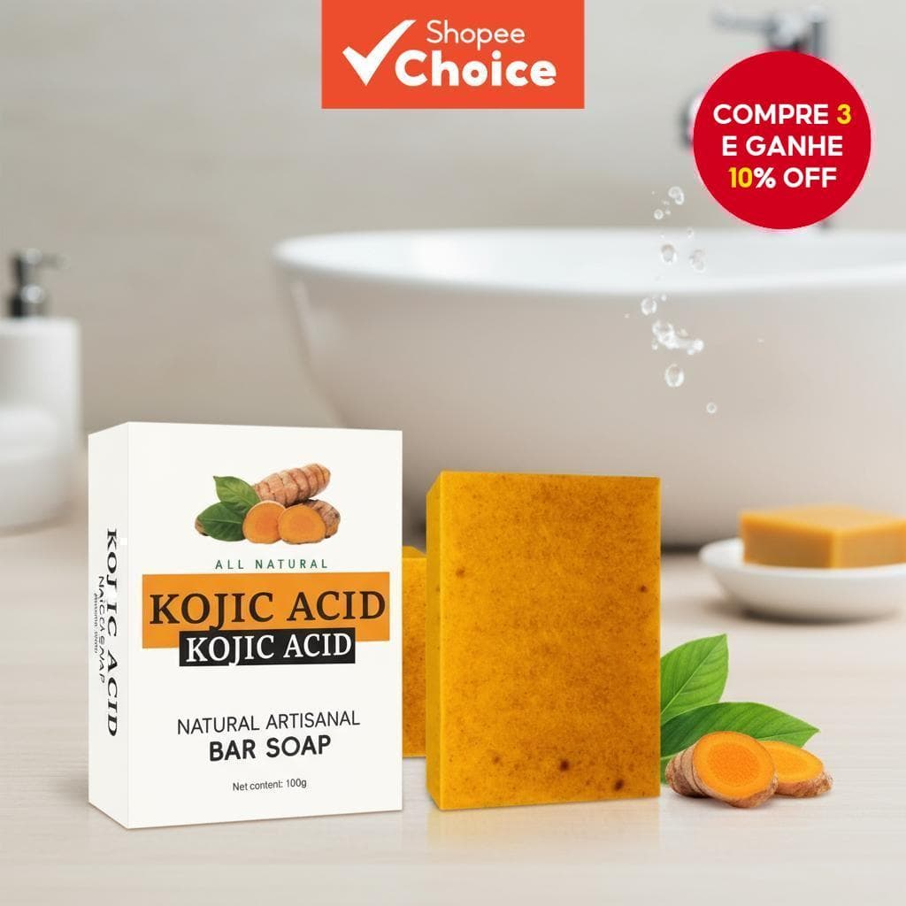  Sabonete de Cúrcuma com Ácido Hialurônico, Limão e Ácido Kójico, Sabonete Artesanal de Gengibre Feito pelo Processo a