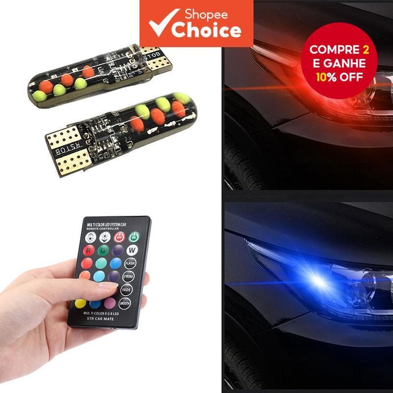T10 W5w RGB LED 12SMD COB canbus Multicolorido Com Controle Remoto Flash/Luz De Cunha De Leitura Estroboscópica