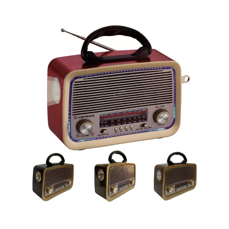 Rádio Retrô Bluetooth 3 BANDAS (AM/FM/SW) com Lanterna e Bluetooth