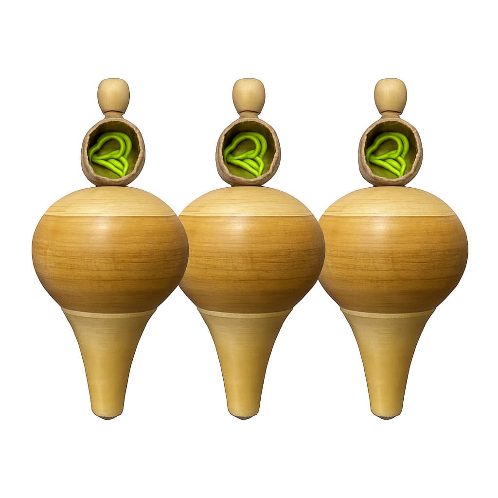 Kit Pião de Madeira p/ Apartamento 1 a 3 Unidades Infantil Cordinha Brinquedo Artesanal Tradicional