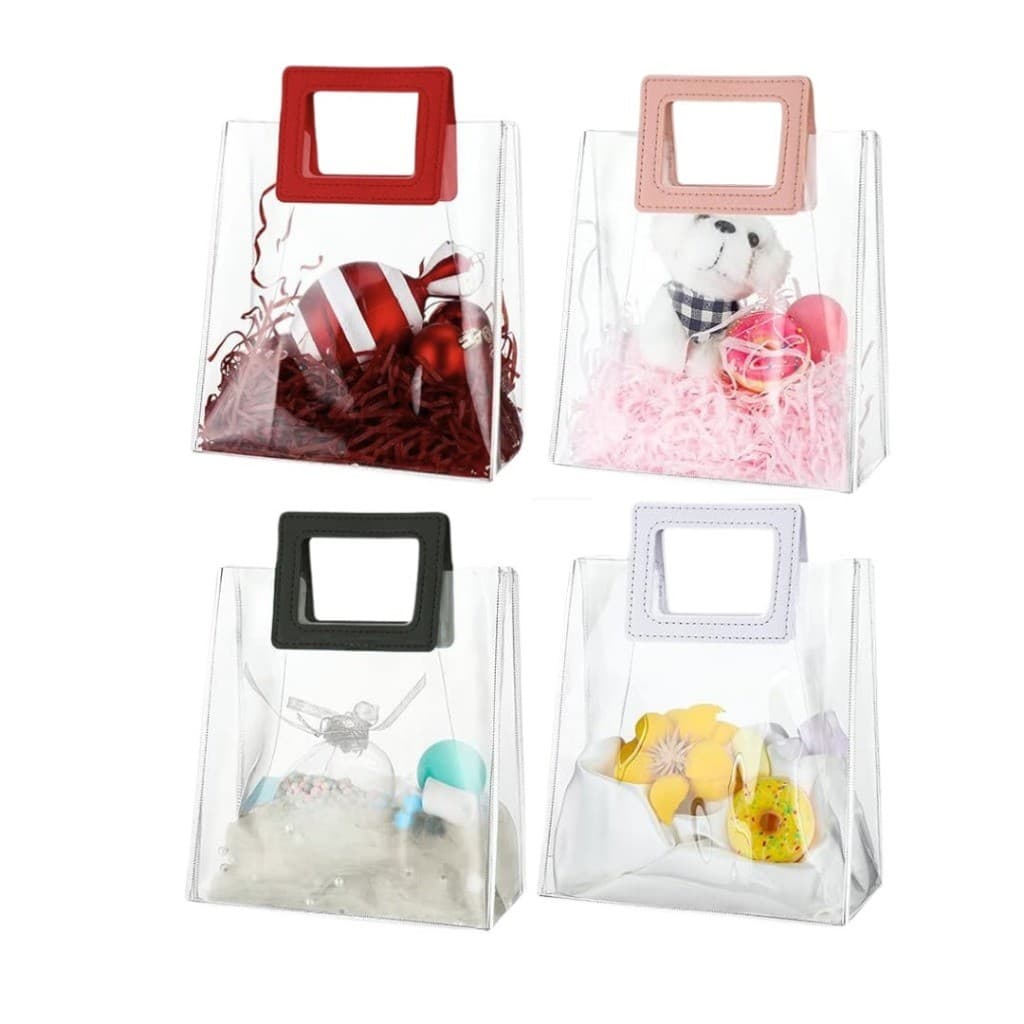 Kit 10/20/30  Sacolas PVC com Alça de Couro Sintético - 5 Cores