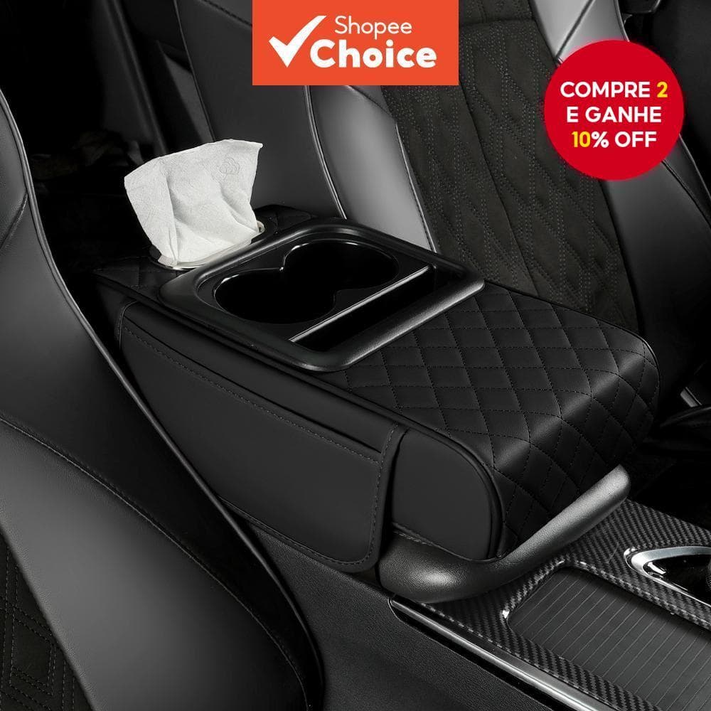 Almofada De Apoio De Braço Para Carro 4 Em 1 , Couro PU Premium Coberto De Espuma De Memória , Caixa De Tecido Multifunc