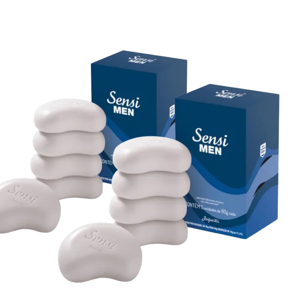 KIT 2CX Sabonete Hidratante Em Barra Sensi Men 5x90g Jequiti