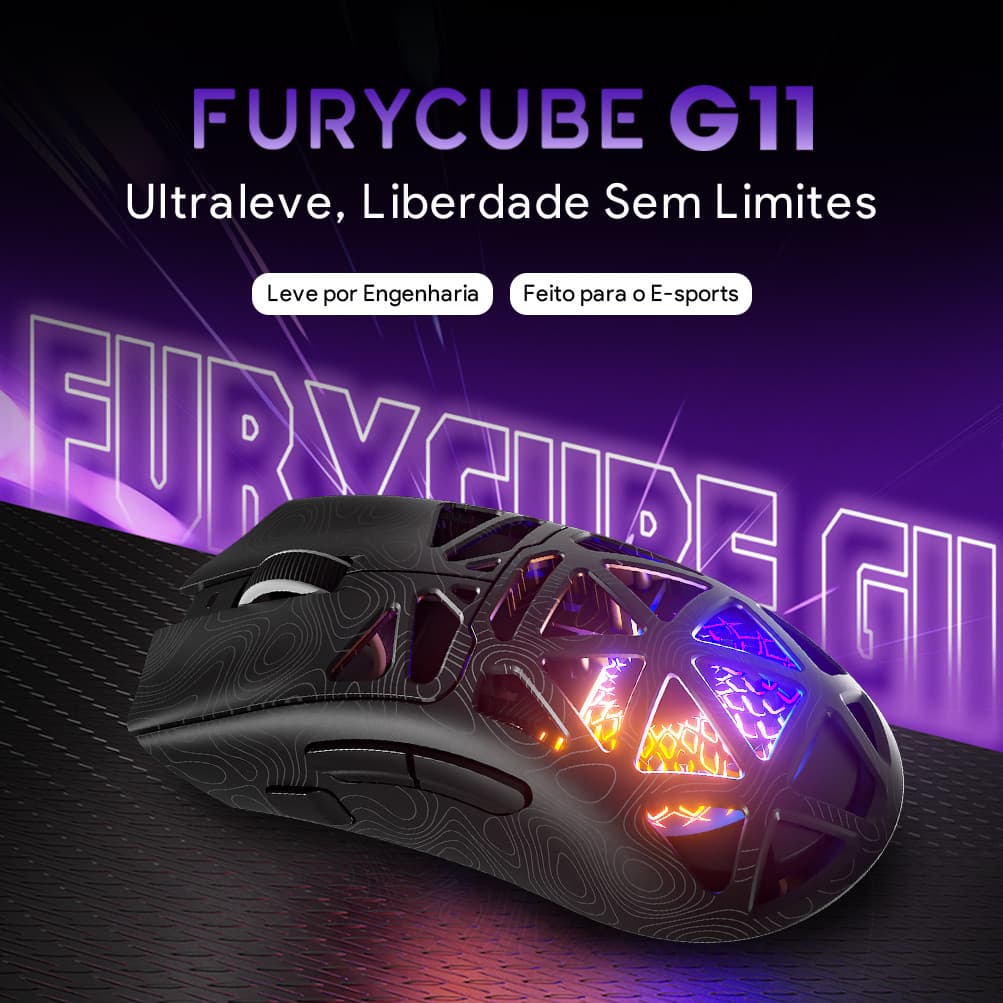 Mouse gamer ultraleve 59g design vazado com linhas de contorno 22000 DPI botao macro BLUTOOTH 2.4G