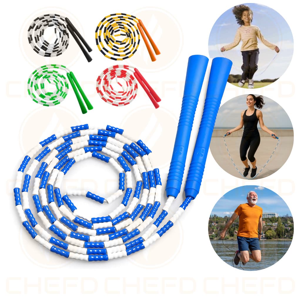 Corda de Pular Multifuncional – Segmentada com Miçangas para Uso em Esportes e Recreação