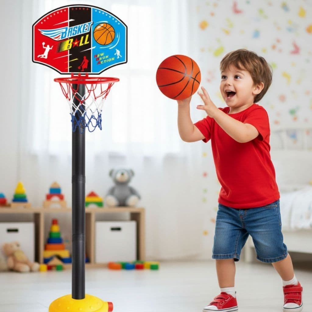 Kit Basquete Completo Tabela Alta Mini e Bola de Basquete Semi Profissional