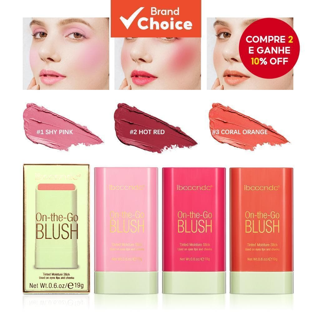 Batom Blush Multifuncional à Prova d'Água, Longa Duração, Cor Fácil, Delicado, Hidratante e Não Removível em Tom Rosa.