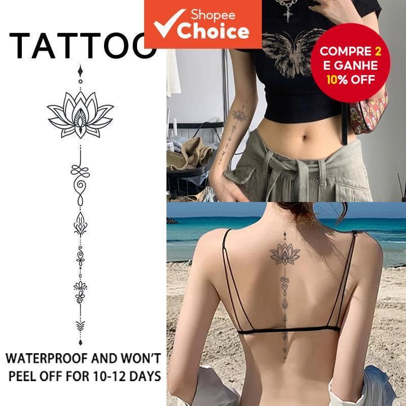 Adesivos De Tatuagem Temporária De Lótus Verticais Para Designs Semipermanentes De Braço Arte Corporal Realista