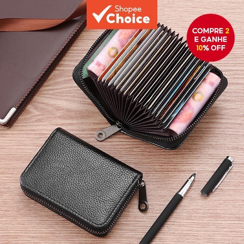 Carteira Slim Masculina em Acordeão - Id e Porta Cartão com Aumento de Segurança
