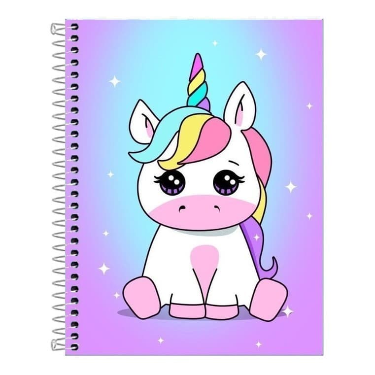 Caderno   Unicórnio  Capa Dura 10 Matérias 160fls