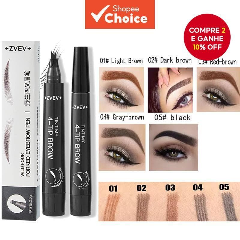 Lápis De Sobrancelha De Quatro Pontas-Fixação Natural , Traços Tipo Cabelo , Maquiagem À Prova D'água E De Manchas