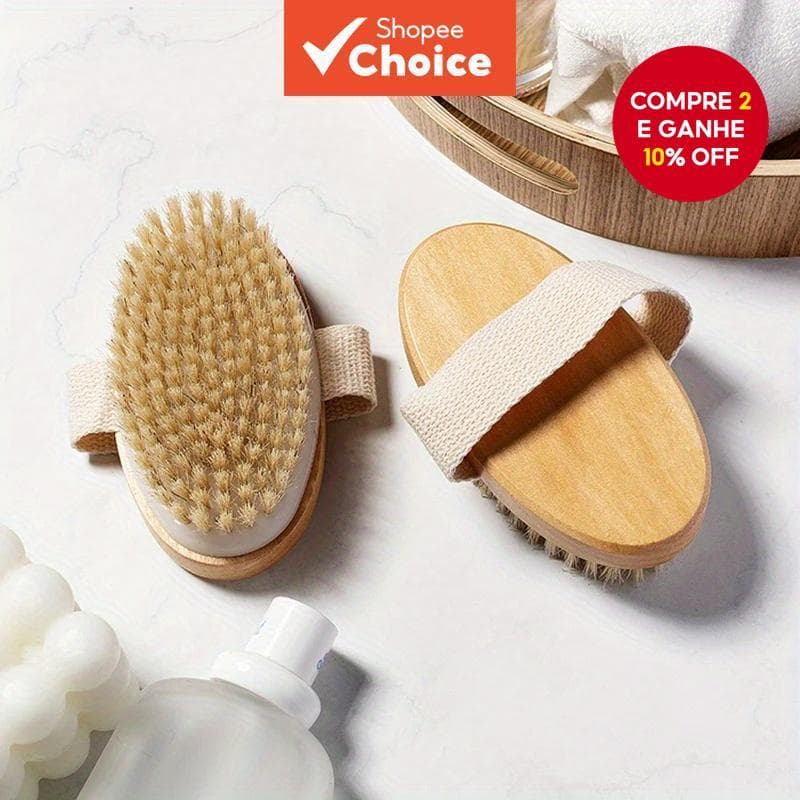 Escova Corporal Esfoliante De Madeira Com Cerdas Macias-Massagem Para Pele Lisa , Cuidados Pessoais , Massageador Essenc