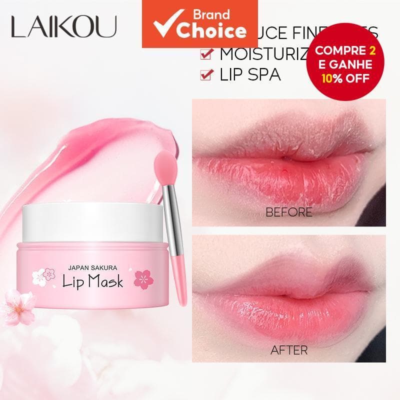 LAIKOU Sakura Máscara Labial Dormir Noite Bálsamo Flores De Cerejeira Reparador De Rugas 8g