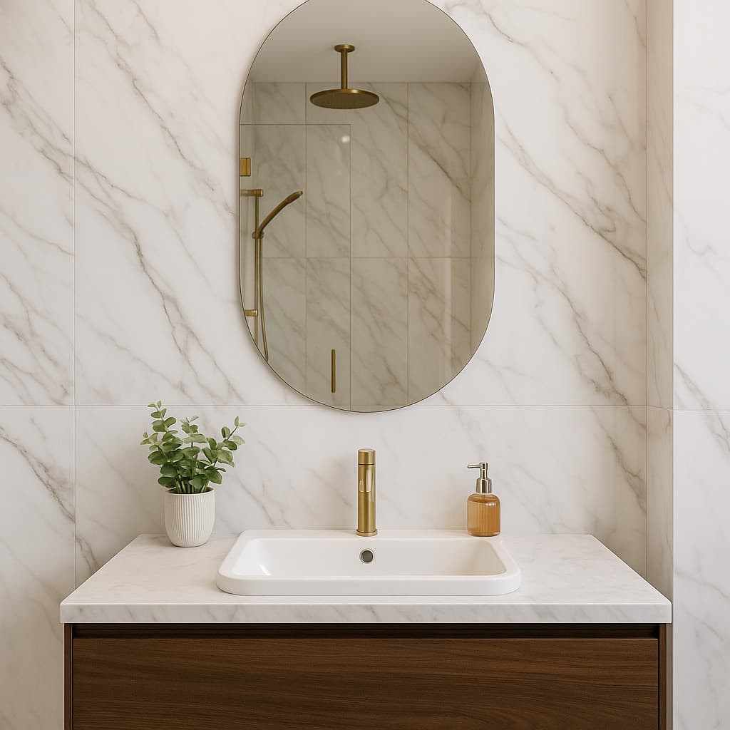 Espelho Oval 80×50 Lapidado Premium com Suporte de Fixação Banheiro Sala e Quarto Envio Imediato