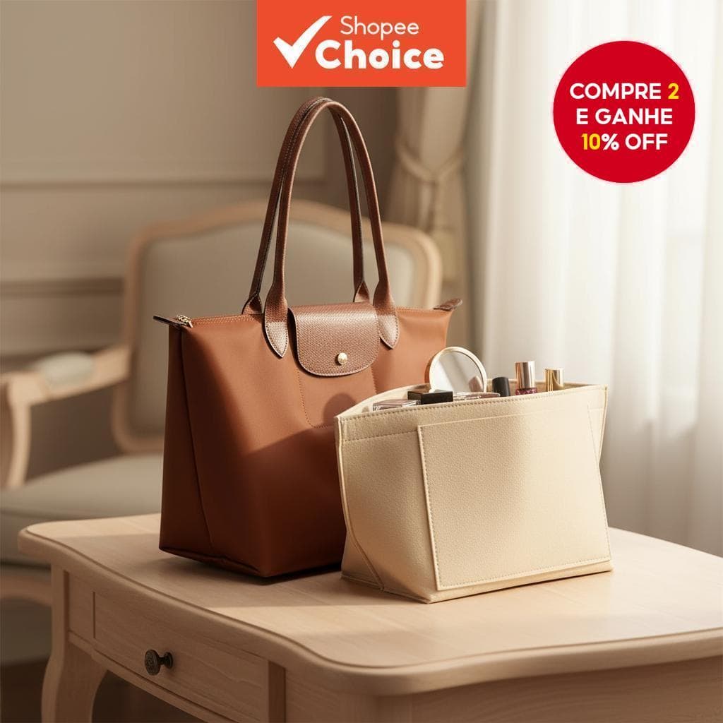  Saco organizador de feltro para bolsa Longchamp Le Pliage, forro para maquiagem, bolsa de feltro para armazenamento.