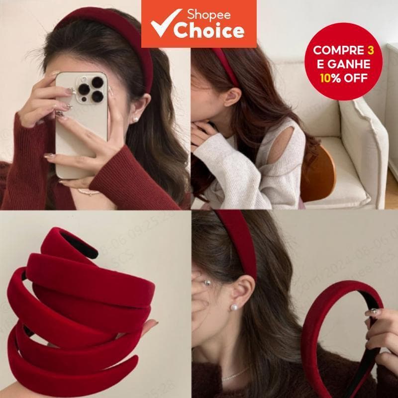 Estilo Francês Retro Veludo Vinho Vermelho Headbands Para Mulheres Elegante Esponja Borda Larga Faixa De Cabelo Acessóri