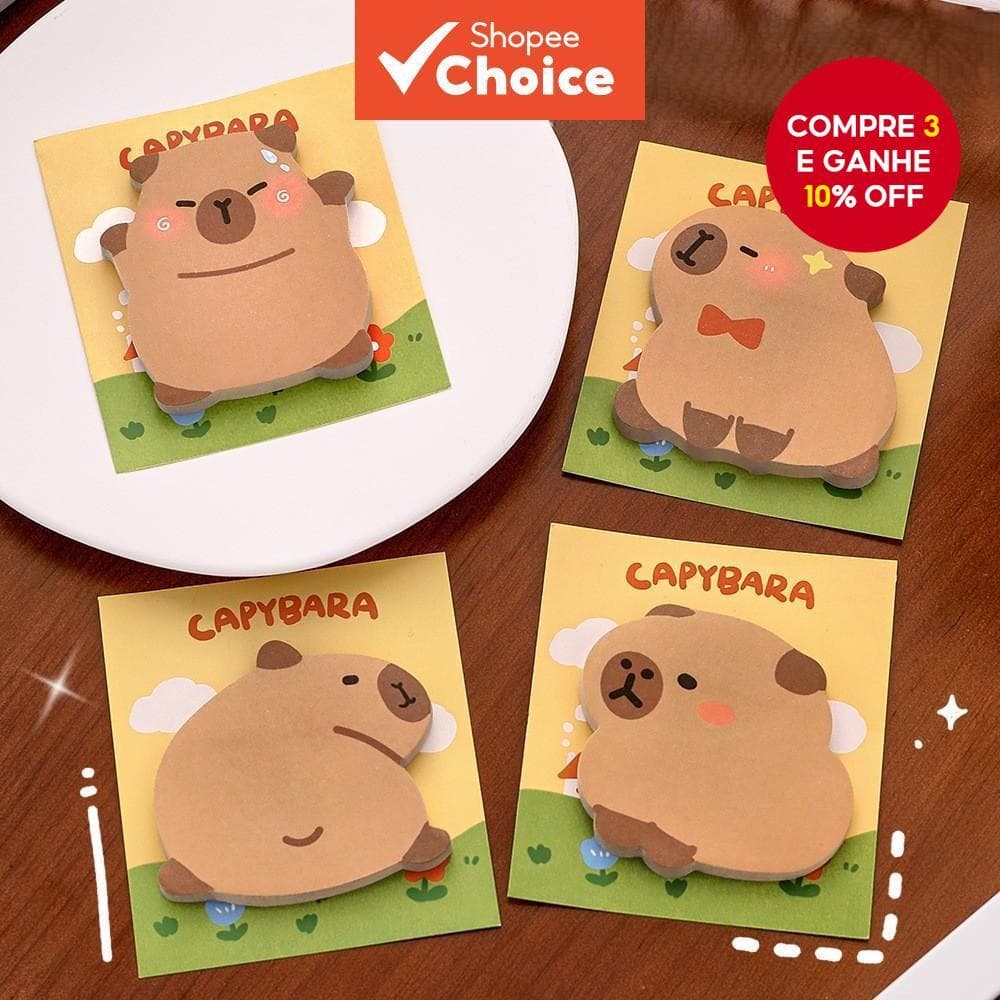 Notas Adesivas De Capivara – Blocos De Fofos Para Estudantes , Papel Portátil Reutilizáveis N-times