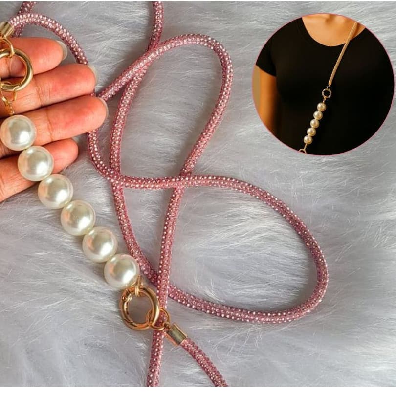 Alça de Pescoço Pérola Celular Universal Transversal de lado Cordão Glitter Brilho Corrente Iphone Telefone Anti Roubo