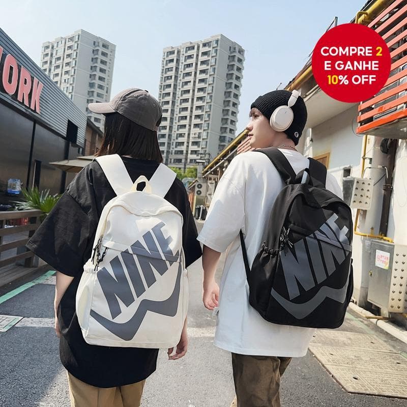  Nova mochila de ombro com estampa de letras da moda, grande capacidade, adequada para estudantes, combinável em vários