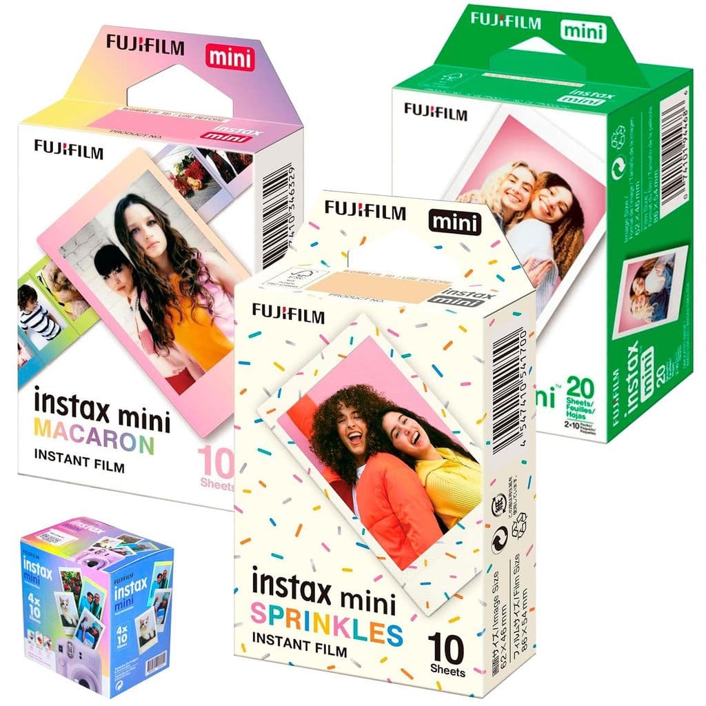 Kit Filme Instax Mini Soft Colors 40 Fotos Fujifilm Sprinkles, Macaron E Branco